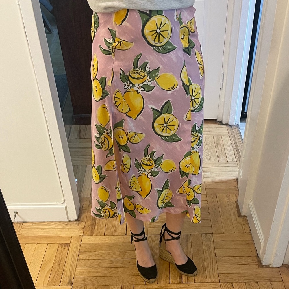 Zara lemon print Midi Skirt